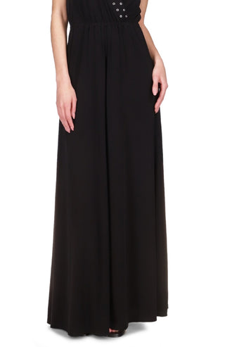 Michael Kors Women's Grommet Faux Wrap Maxi Dress Black Size Petite Small