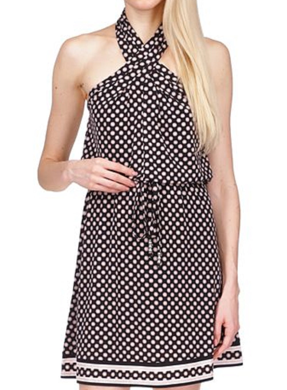 Michael Kors Women's Twisted Halter Dress Pink Size Petite X-Small