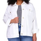 Michael Kors Women's Button Down Denim Jacket White Size 1X