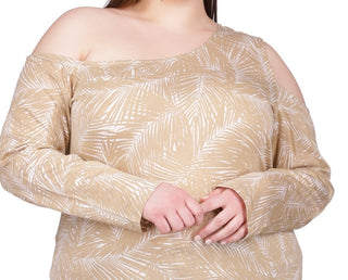 Michael Kors Women's Asymmetric Cold Shoulder Top Brown Size 2X