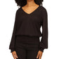 Michael Kors Women's Smocked Trimmed Top Black Size Large