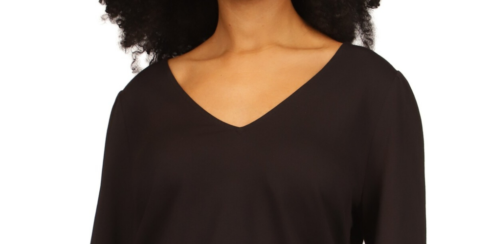 Michael Kors Women's Smocked Trimmed Top Black Size Large