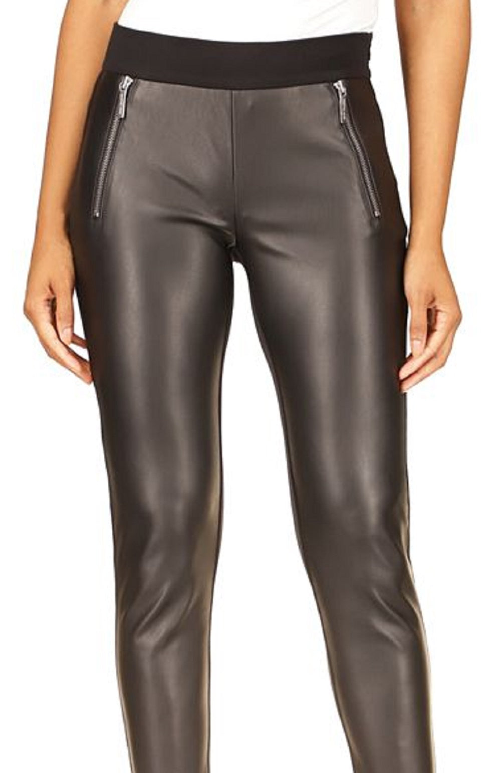 Michael Kors Women's Mixed Media Skinny Pants Black Size Petite Medium