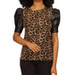 Michael Kors Women's Puff Sleeve T-Shirt Brown Size Petite Small