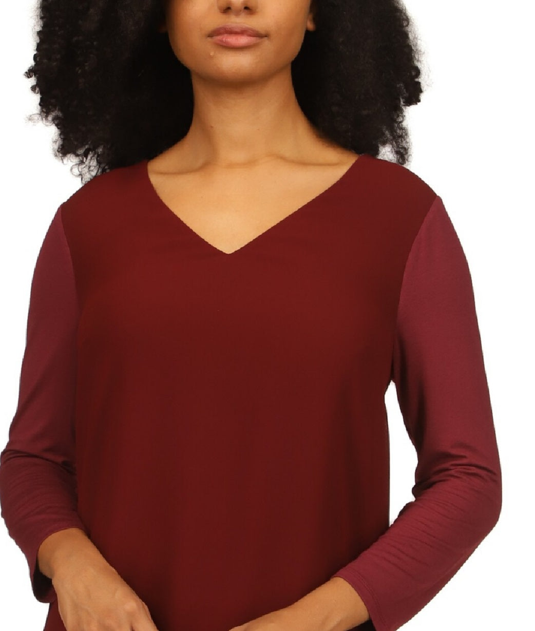 Michael Kors Women's Layered Look Tunic Top Red Size Petite