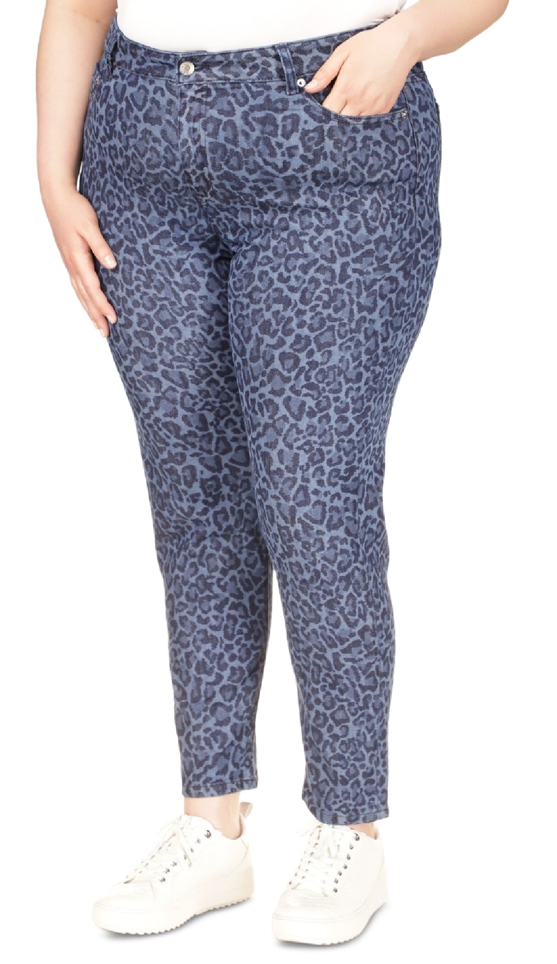 Michael Kors Women's Printed High Rise Skinny Jeans Blue Size 18W