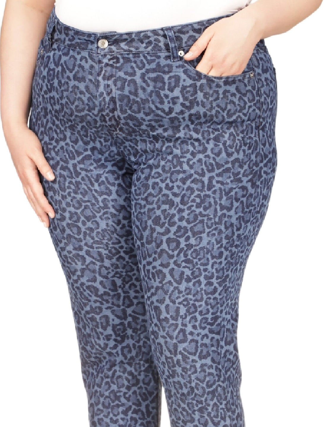 Michael Kors Women's Printed High Rise Skinny Jeans Blue Size 18W