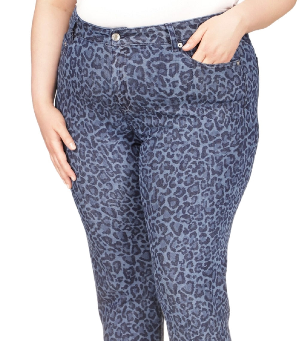 Michael Kors Women's Printed High Rise Skinny Jeans Blue Size 20W
