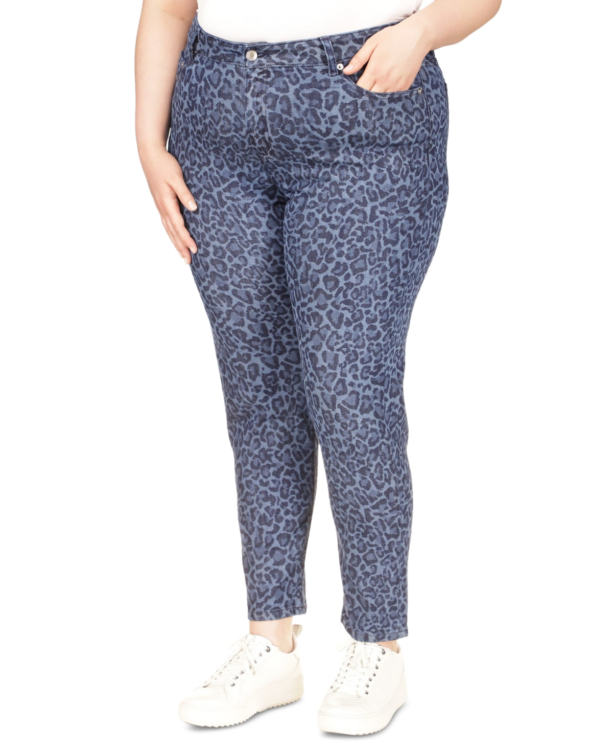 Michael Kors Women's Printed High Rise Skinny Jeans Blue Size 20W