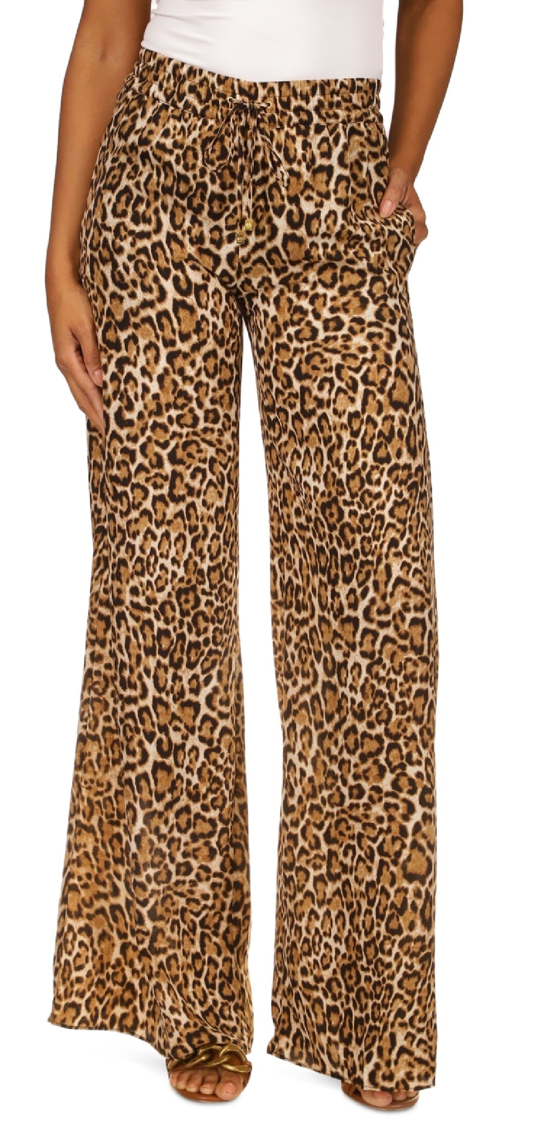 Michael Kors Women's Cheetah Print Pull On Pants Sizes Brown