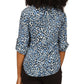 Michael Kors Women's Wildcat Print Zip Front Top Blue Size X-Small