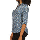 Michael Kors Women's Wildcat Print Zip Front Top Blue Size X-Small