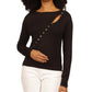 Michael Kors Women's Asymmetrical Button Front Knit Top Black Size Large