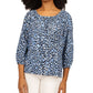 Michael Kors Women's Wildcat Print Peasant Top Blue Size Small