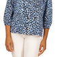 Michael Kors Women's Wildcat Print Peasant Top Blue Size Small