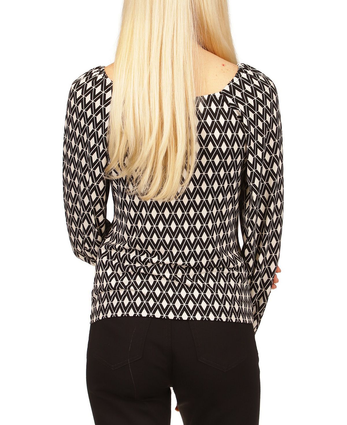 Michael Kors Women's Rouched Mod Print Top White Size Medium