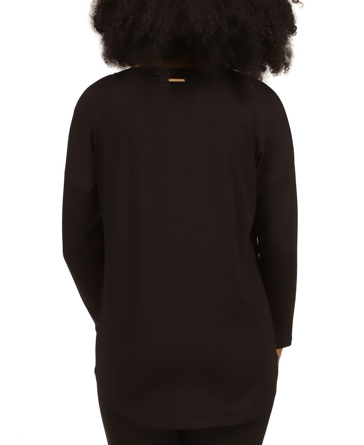 Michael Kors Women's Scoop Neck Logo T-Shirt Black Size Large