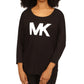 Michael Kors Women's Scoop Neck Logo T-Shirt Black Size Large