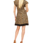 Michael Kors Women's Zippered Unlined Animal Print Flutter Sleeve V Neck Above The Knee Fit Flare Dress Brown Size X-Large
