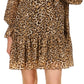 Michael Kors Women's Tenty Animal Print Shift Dress Brown Size Large