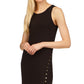 Michael Kors Women's Button Slit Midi Dress Black Size Large