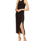 Michael Kors Women's Button Slit Midi Dress Black Size Large