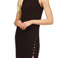 Michael Kors Women's Button Slit Midi Dress Black Size X-Large