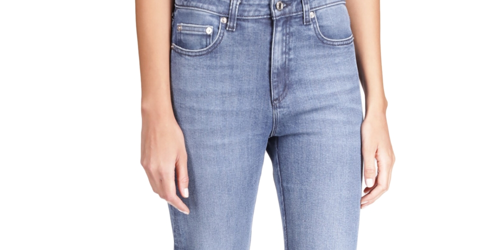 Michael Kors Women's Selma Shank Button Hem Flare Leg Denim Jeans Blue Size 16