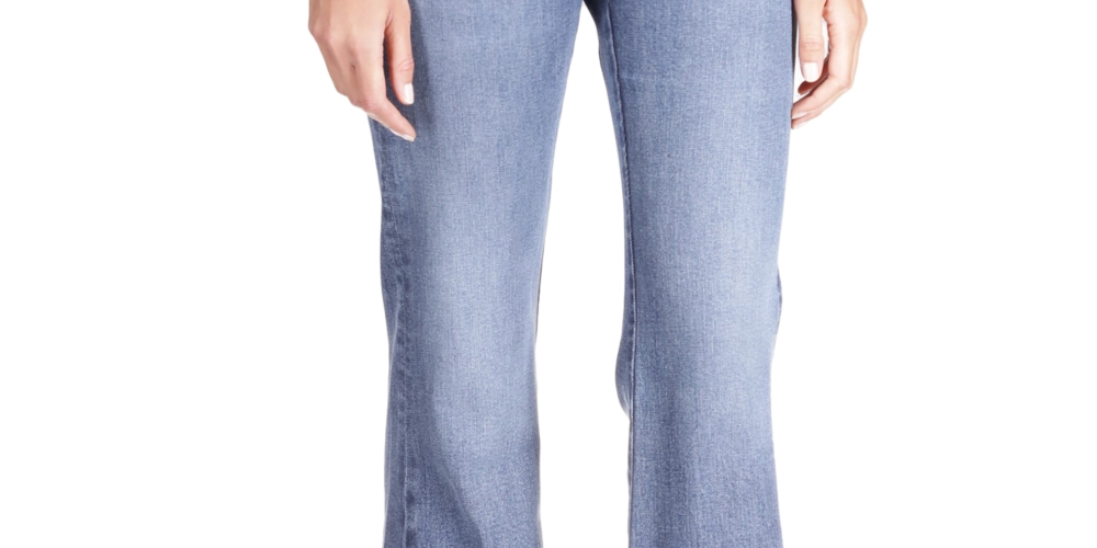 Michael Kors Women's Selma Shank Button Hem Flare Leg Denim Jeans Blue Size 16