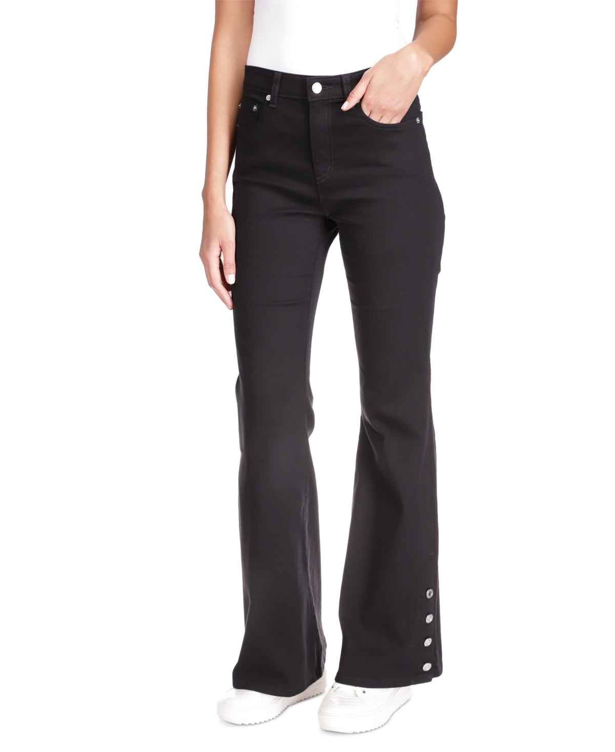 Michael Kors Women's Cotton Blend Selma High Rise Flared Leg Jeans Black Size 16