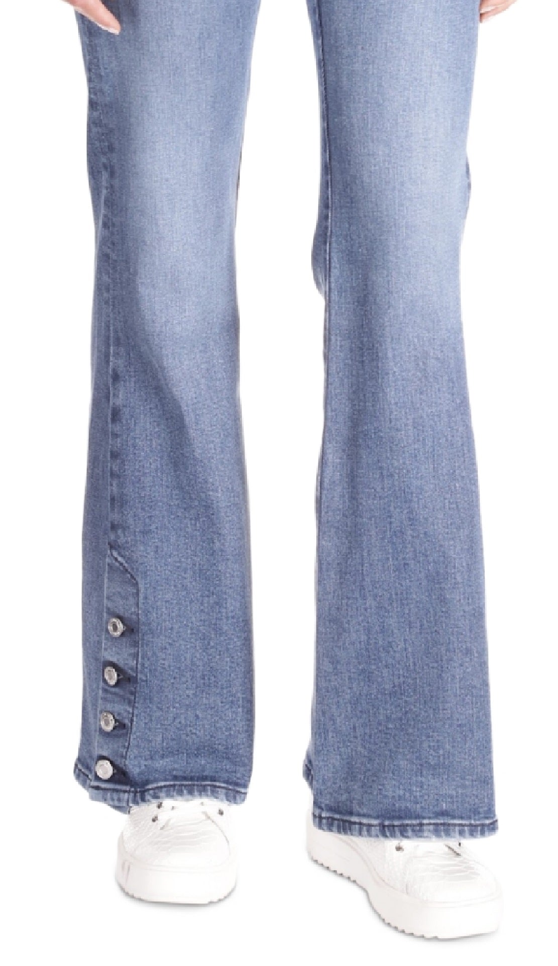 Michael Kors Women's Button Hem Flare Leg Denim Jeans Blue Size 2Petite