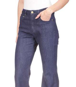 Michael Kors Women's Button Hem Flare Leg Denim Jeans Blue Size 8 Petite