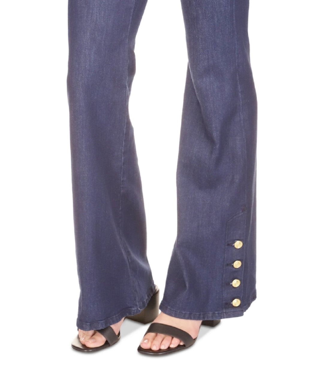 Michael Kors Women's Button Hem Flare Leg Denim Jeans Blue Size 8 Petite