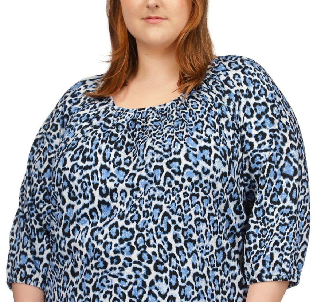 Michael Kors Women's Scoop Neck Top Blue Size 3X