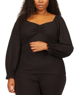 Michael Kors Women's Sweetheart Neck Top Black Size 2X