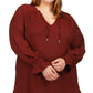 Michael Kors Women's Textured Gathered Long Sleeve V Neck Top Red Size 2X