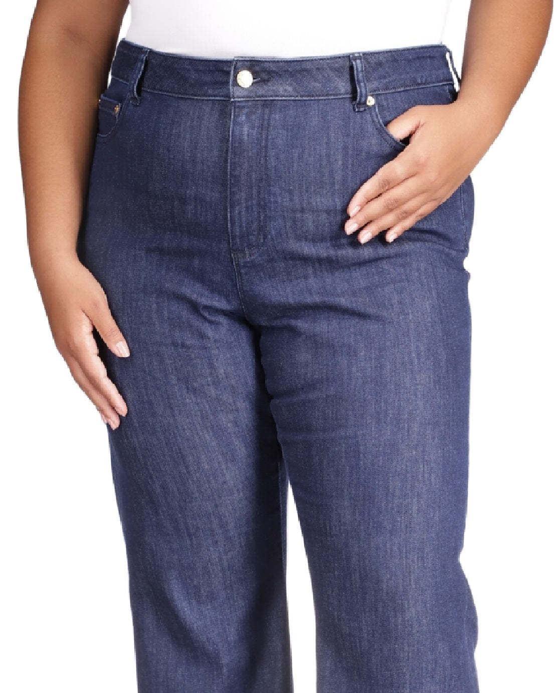 Michael Kors Women's Selma Button Hem Jeans Blue Size 18W