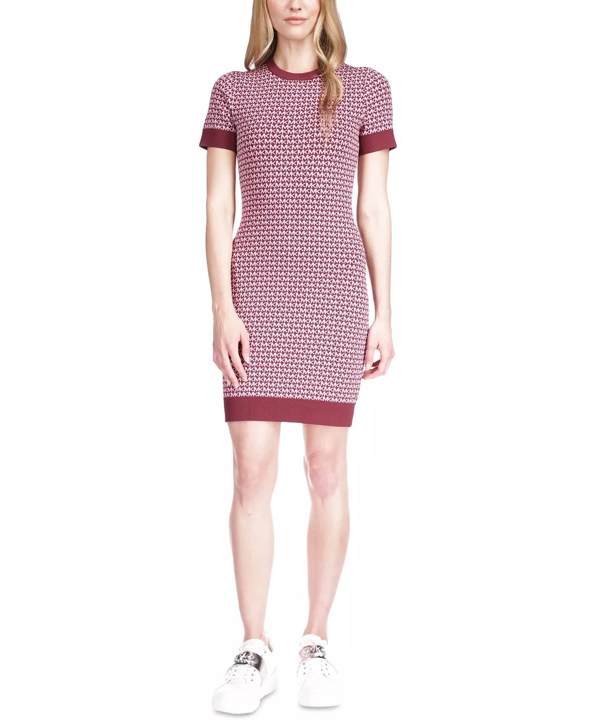 Michael Kors Women's Logo Print Mini Dress Red Size X-Large