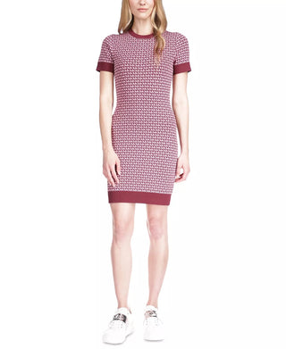Michael Kors Women's Logo Print Mini Dress Red Size X-Large