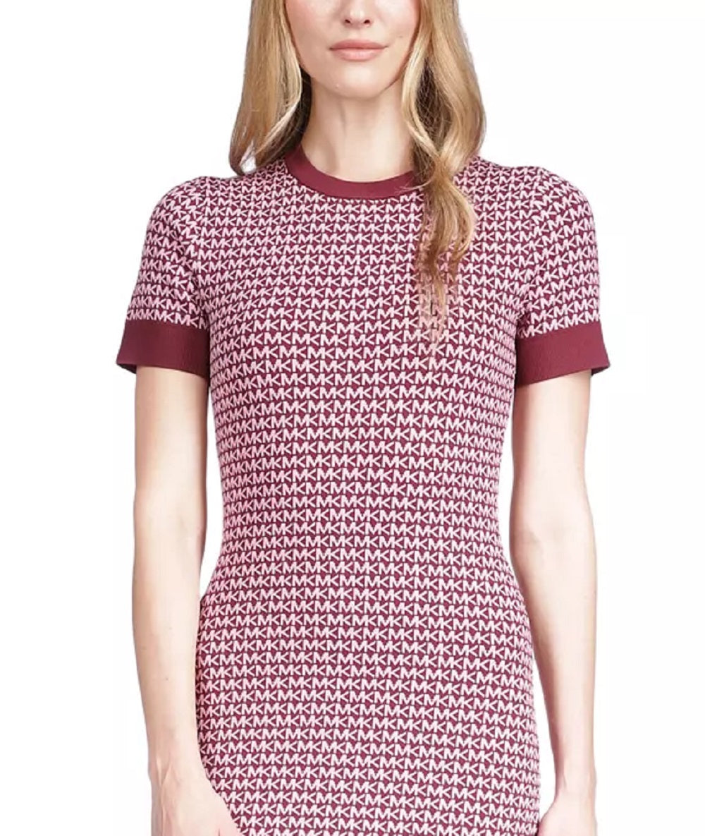 Michael Kors Women's Logo Print Mini Dress Red Size X-Large