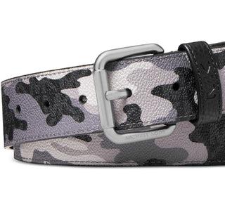 Michael Kors Men's Three Tone Camouflage Logo Belt Black Size Regular
