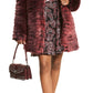 Michael Kors Women's Animal Print Faux Fur Coat Red Size Small