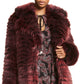 Michael Kors Women's Animal Print Faux Fur Coat Red Size Small