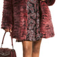 Michael Kors Women's Animal Print Faux Fur Coat Red Size Small