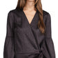 Michael Kors Women's Cheetah Print Faux Wrap Top Black Size X-Small