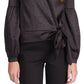 Michael Kors Women's Cheetah Print Faux Wrap Top Black Size X-Small