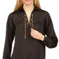 Michael Kors Women's Lace Up Chain Top Black Size X-Large