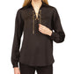 Michael Kors Women's Lace Up Chain Top Black Size X-Large