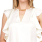 Michael Kors Women's Satin Ruffled Chain Top White Size X-Large