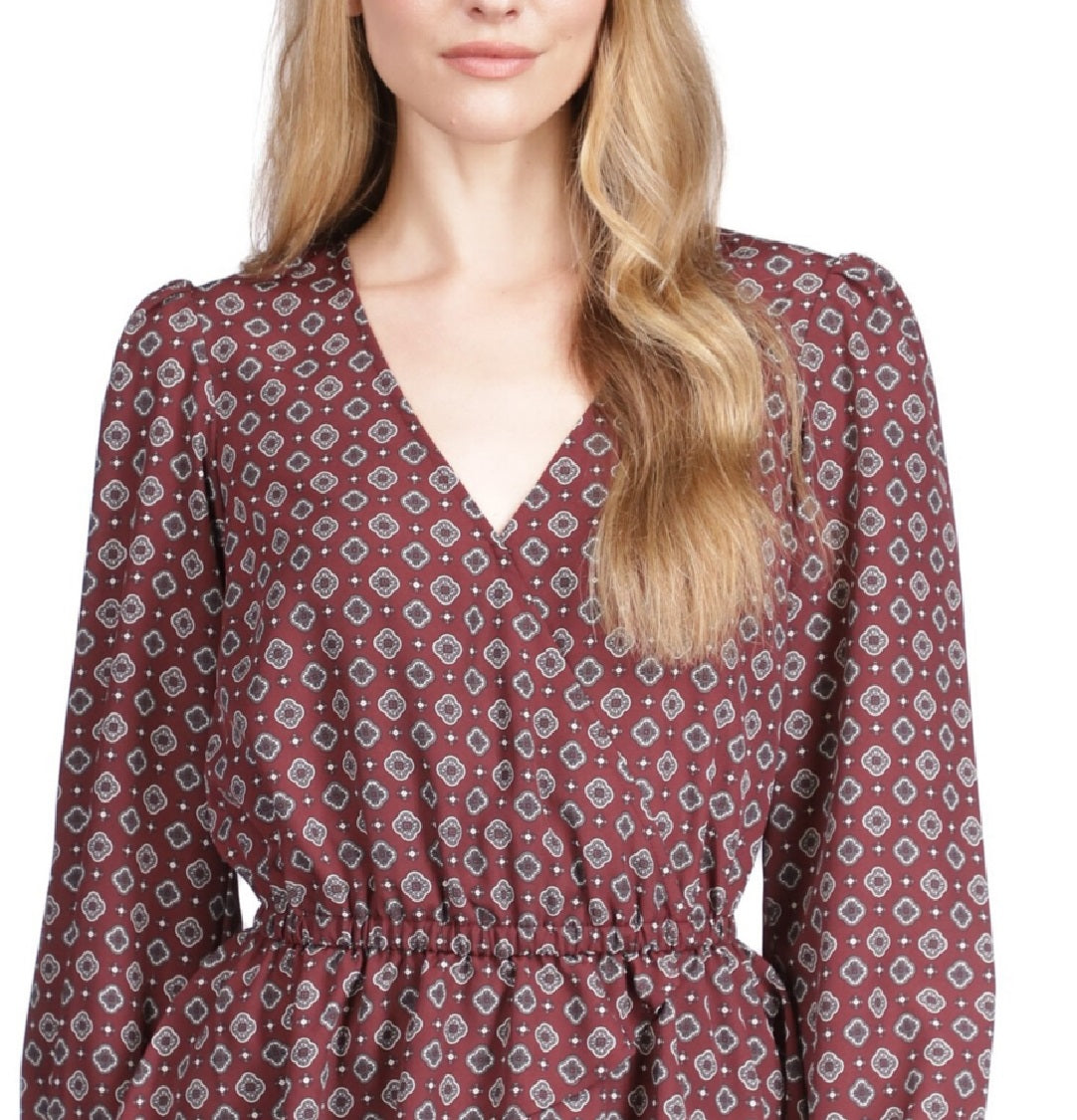Michael Kors Women's Foulard Print Handkerchief Hem Top Red Size X-Large